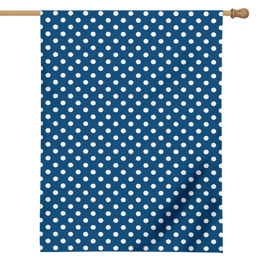 Navy And White Polka Dot Pattern Print House Flag