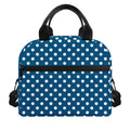 Navy And White Polka Dot Pattern Print Insulated Lunch Bag