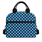Navy And White Polka Dot Pattern Print Insulated Lunch Bag