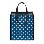 Navy And White Polka Dot Pattern Print Insulated Lunch Tote
