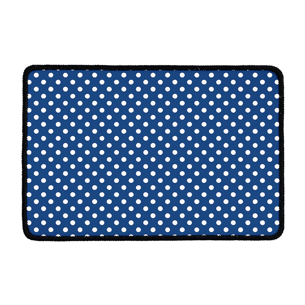 Navy And White Polka Dot Pattern Print Kitchen Mat
