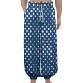 Navy And White Polka Dot Pattern Print Lantern Pants