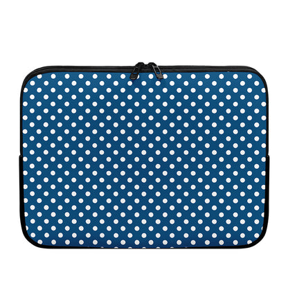 Navy And White Polka Dot Pattern Print Laptop Sleeve