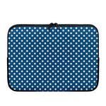 Navy And White Polka Dot Pattern Print Laptop Sleeve