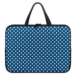 Navy And White Polka Dot Pattern Print Laptop Sleeve With Handle