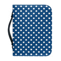 Navy And White Polka Dot Pattern Print Leather Bible Cover