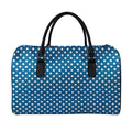 Navy And White Polka Dot Pattern Print Leather Duffel Bag