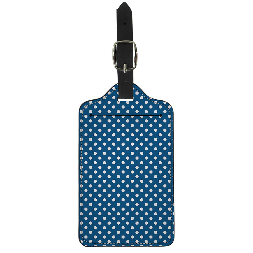 Navy And White Polka Dot Pattern Print Luggage Tag