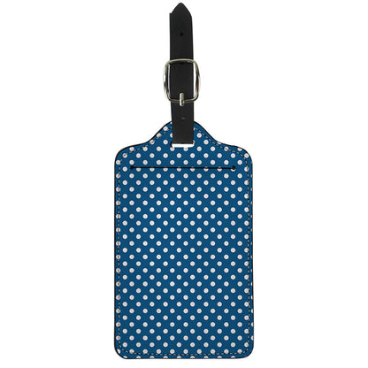 Navy And White Polka Dot Pattern Print Luggage Tag
