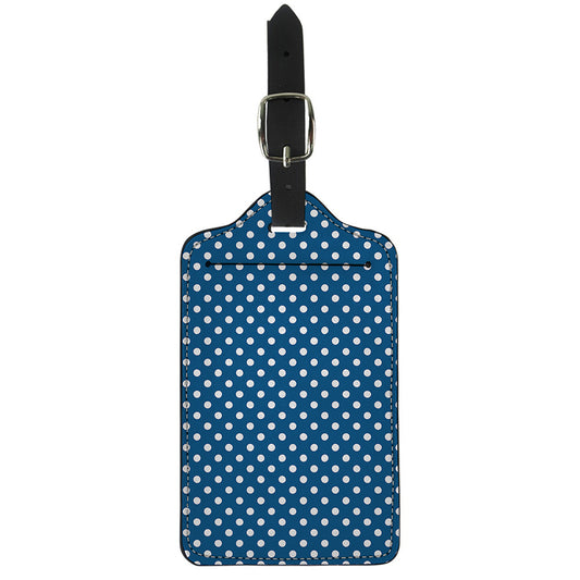 Navy And White Polka Dot Pattern Print Luggage Tag