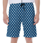 Navy And White Polka Dot Pattern Print Men's Beach Shorts