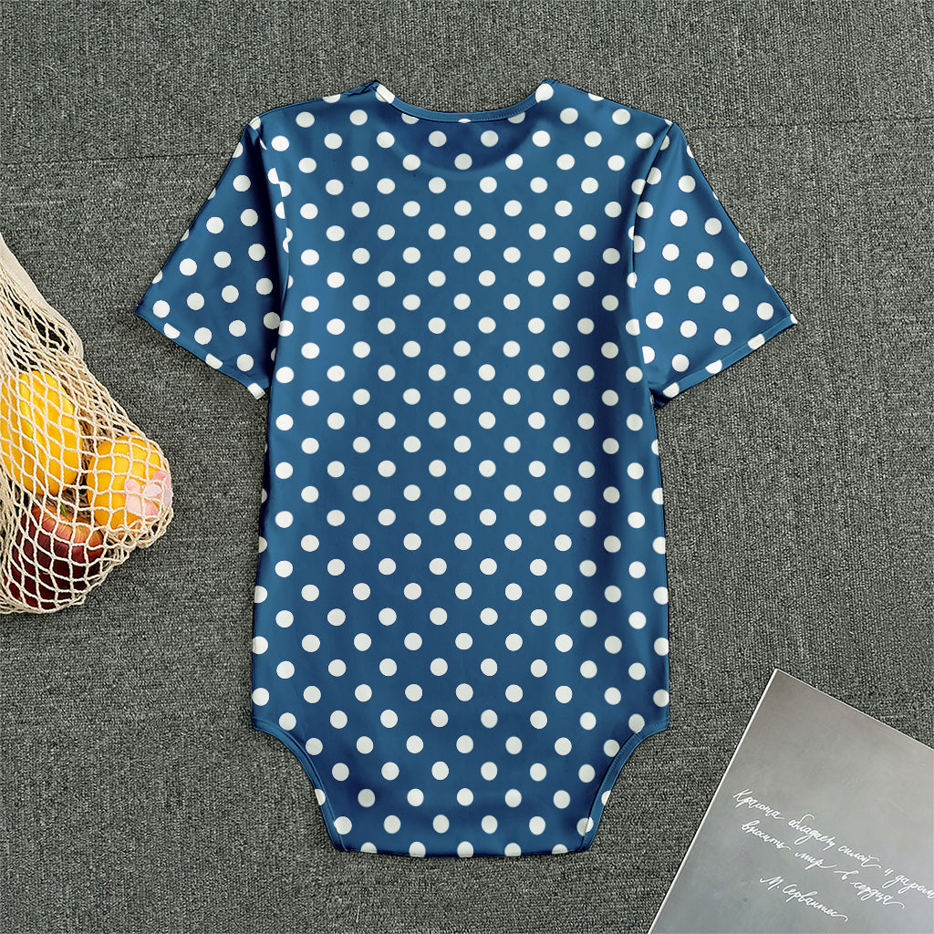 Navy And White Polka Dot Pattern Print Men's Bodysuit