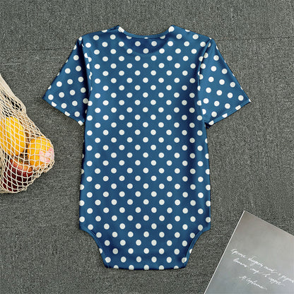 Navy And White Polka Dot Pattern Print Men's Bodysuit