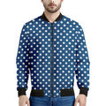 Navy And White Polka Dot Pattern Print Men's Bomber Jacket