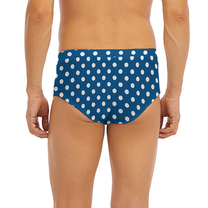 Navy And White Polka Dot Pattern Print Men's Briefs