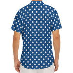 Navy And White Polka Dot Pattern Print Men's Deep V-Neck Shirt