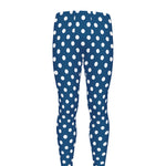 Navy And White Polka Dot Pattern Print Men's leggings