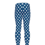 Navy And White Polka Dot Pattern Print Men's leggings