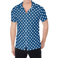 Navy And White Polka Dot Pattern Print Men's Shirt