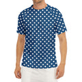 Navy And White Polka Dot Pattern Print Men's Short Sleeve Rash Guard