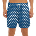 Navy And White Polka Dot Pattern Print Men's Split Running Shorts