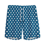 Navy And White Polka Dot Pattern Print Men's Sports Shorts