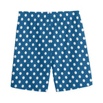 Navy And White Polka Dot Pattern Print Men's Sports Shorts