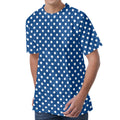 Navy And White Polka Dot Pattern Print Men's Velvet T-Shirt