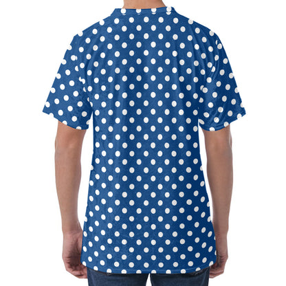 Navy And White Polka Dot Pattern Print Men's Velvet T-Shirt