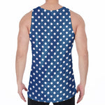 Navy And White Polka Dot Pattern Print Men's Velvet Tank Top