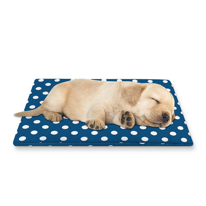 Navy And White Polka Dot Pattern Print Pet Cooling Mat Cover