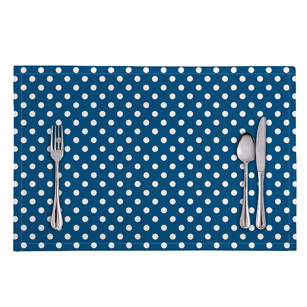 Navy And White Polka Dot Pattern Print Placemat