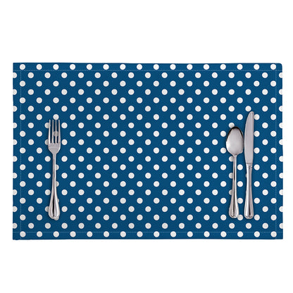 Navy And White Polka Dot Pattern Print Placemat