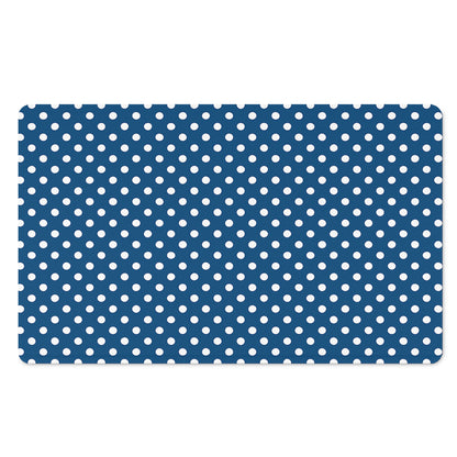Navy And White Polka Dot Pattern Print Polyester Doormat