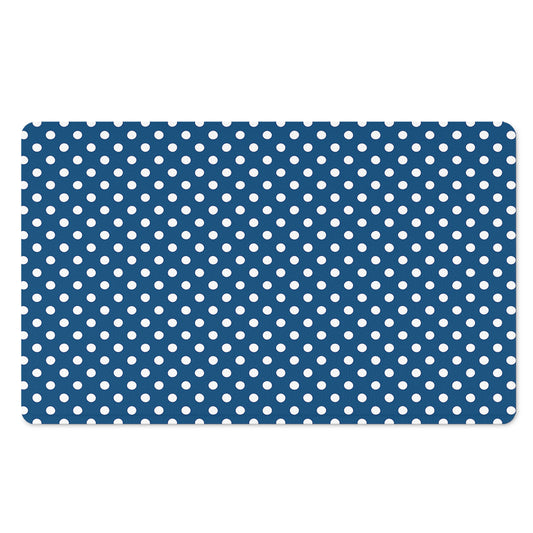 Navy And White Polka Dot Pattern Print Polyester Doormat