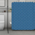 Navy And White Polka Dot Pattern Print Polyester Shower Curtain