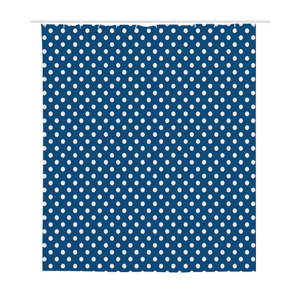 Navy And White Polka Dot Pattern Print Polyester Shower Curtain