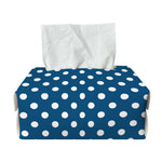 Navy And White Polka Dot Pattern Print Rectangle Tissue Box Cover