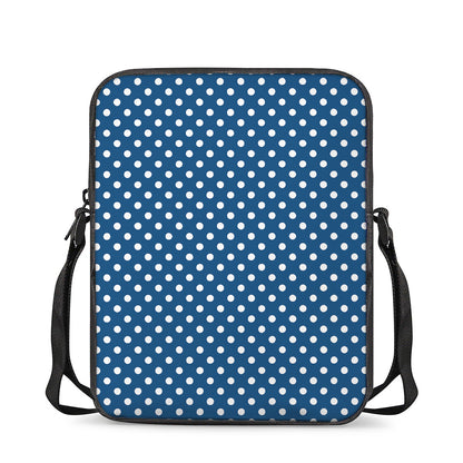 Navy And White Polka Dot Pattern Print Rectangular Crossbody Bag