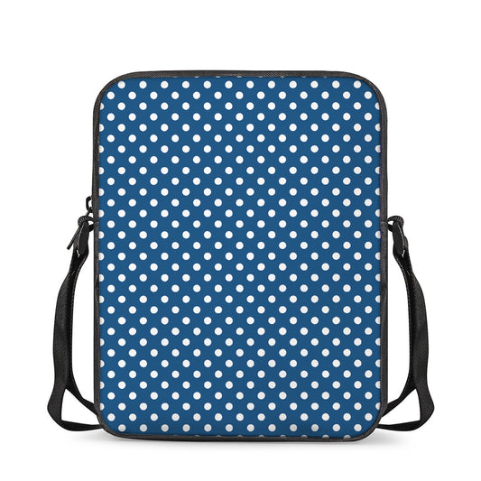 Navy And White Polka Dot Pattern Print Rectangular Crossbody Bag