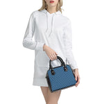 Navy And White Polka Dot Pattern Print Shoulder Handbag