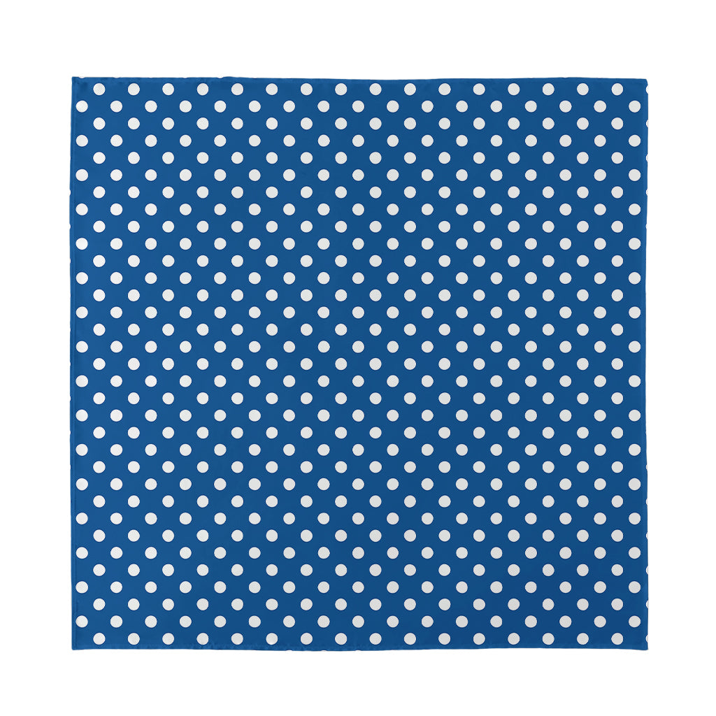 Navy And White Polka Dot Pattern Print Silk Bandana