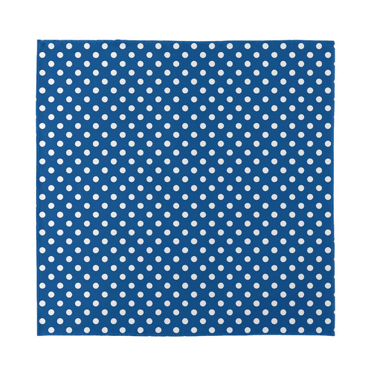 Navy And White Polka Dot Pattern Print Silk Bandana