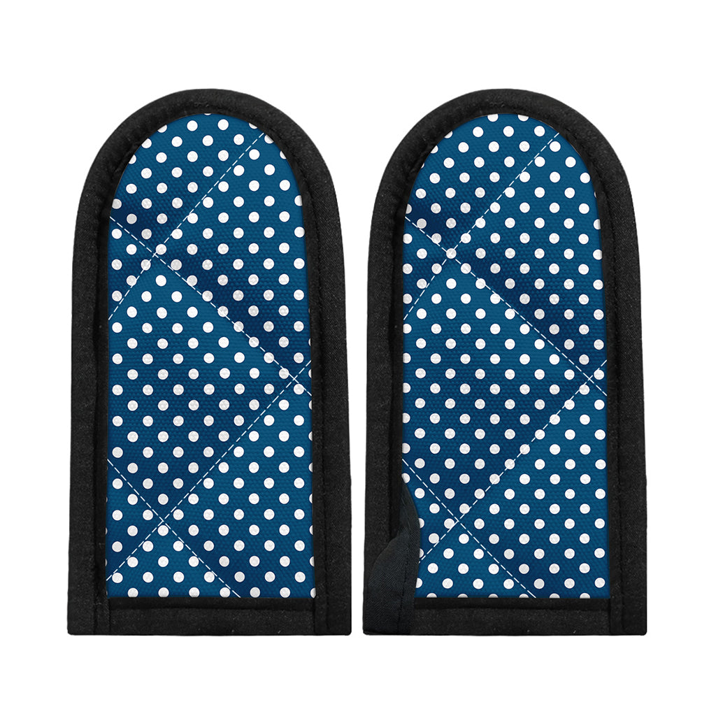 Navy And White Polka Dot Pattern Print Skillet Handle Cover