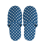 Navy And White Polka Dot Pattern Print Slippers