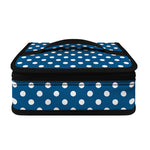 Navy And White Polka Dot Pattern Print Small Lunch Bag