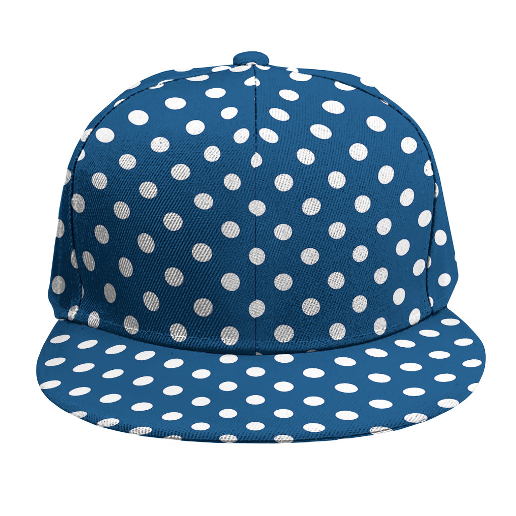 Navy And White Polka Dot Pattern Print Snapback Cap