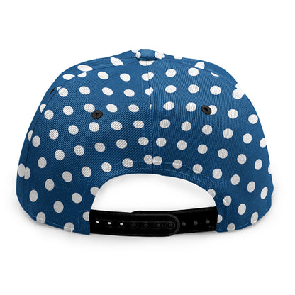 Navy And White Polka Dot Pattern Print Snapback Cap