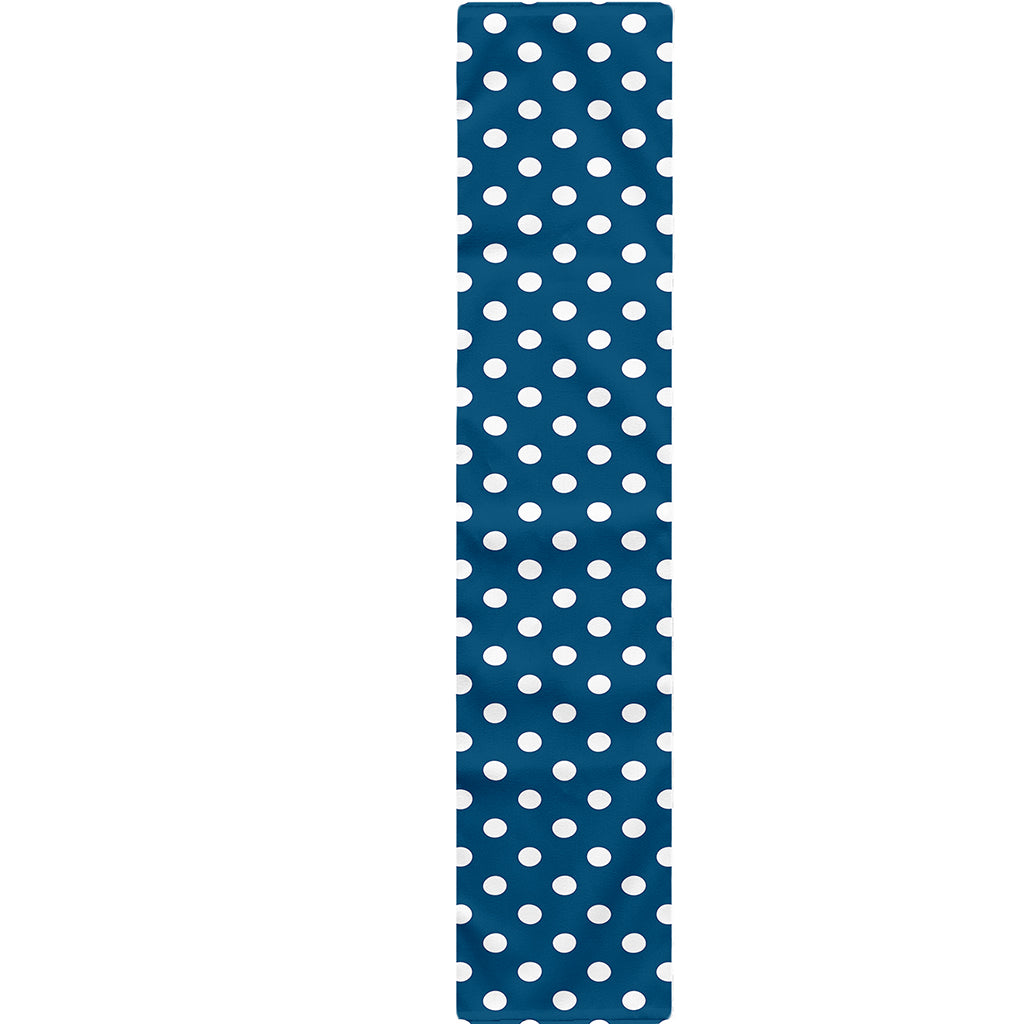 Navy And White Polka Dot Pattern Print Table Runner