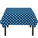 Navy And White Polka Dot Pattern Print Tablecloth